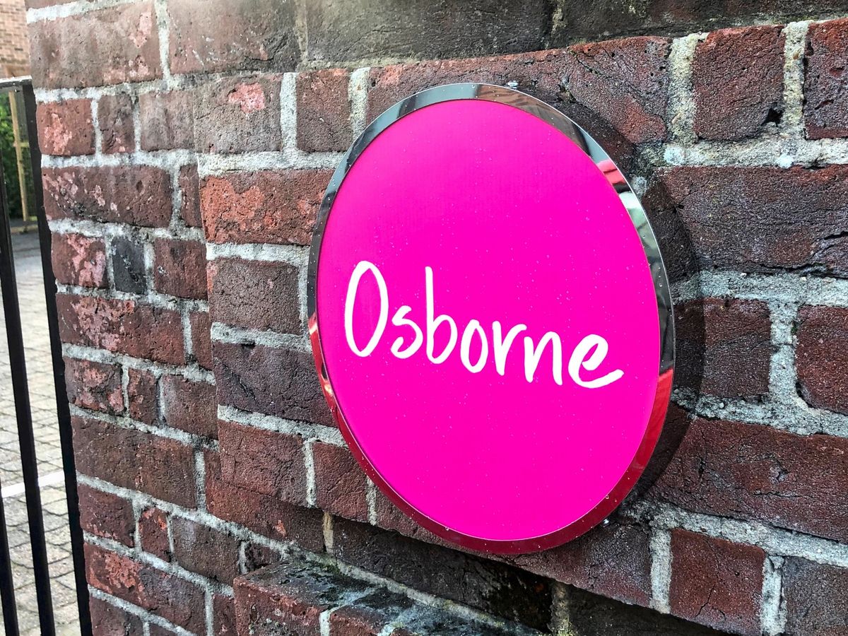 Mirror-polished stainless steel logo